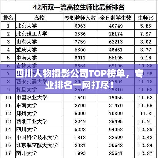 四川人物摄影公司TOP榜单，专业排名一网打尽！