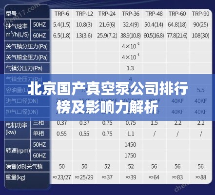北京国产真空泵公司排行榜及影响力解析