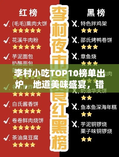 李村小吃TOP10榜单出炉，地道美味盛宴，错过可惜！