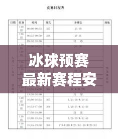 冰球预赛最新赛程安排时间表揭晓！