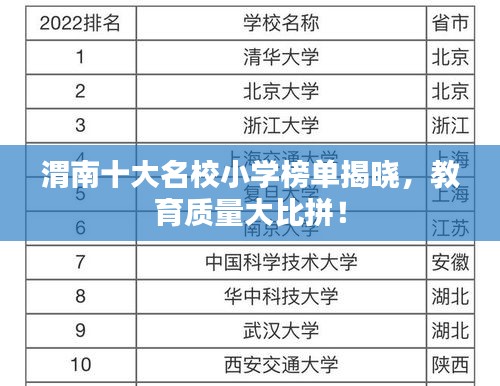 渭南十大名校小学榜单揭晓，教育质量大比拼！