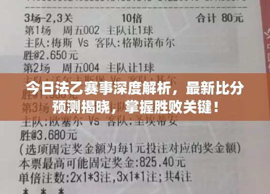 今日法乙赛事深度解析，最新比分预测揭晓，掌握胜败关键！