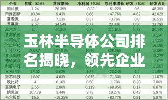玉林半导体公司排名揭晓，领先企业榜单出炉！