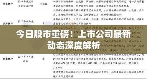 今日股市重磅！上市公司最新动态深度解析
