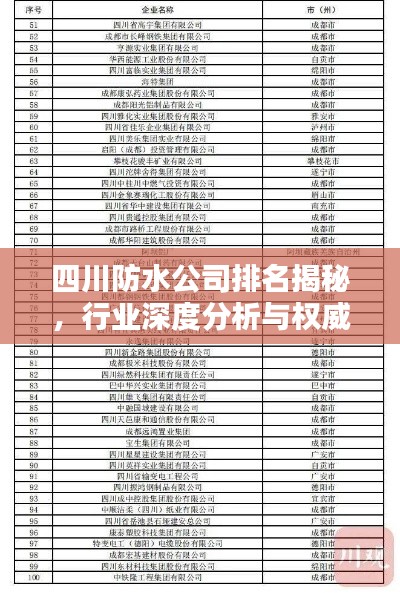 四川防水公司排名揭秘，行业深度分析与权威榜单！